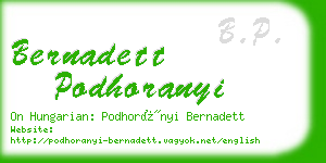 bernadett podhoranyi business card